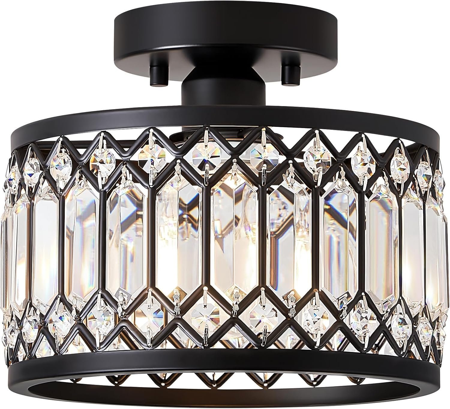 The Crystal Noir | Modern Semi-Flush Mount